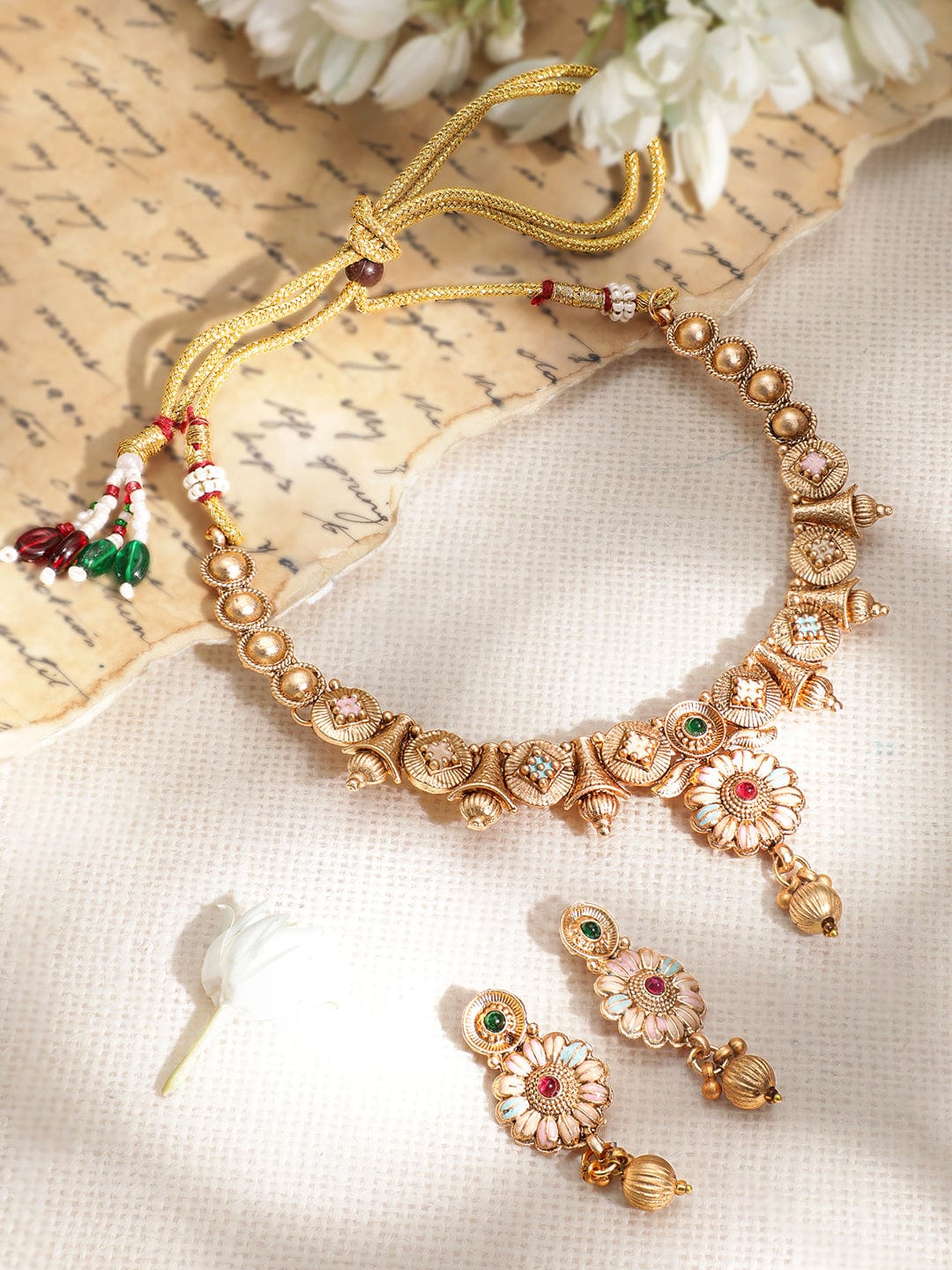 Gold-Plated Stone-Studded Jewellery Set