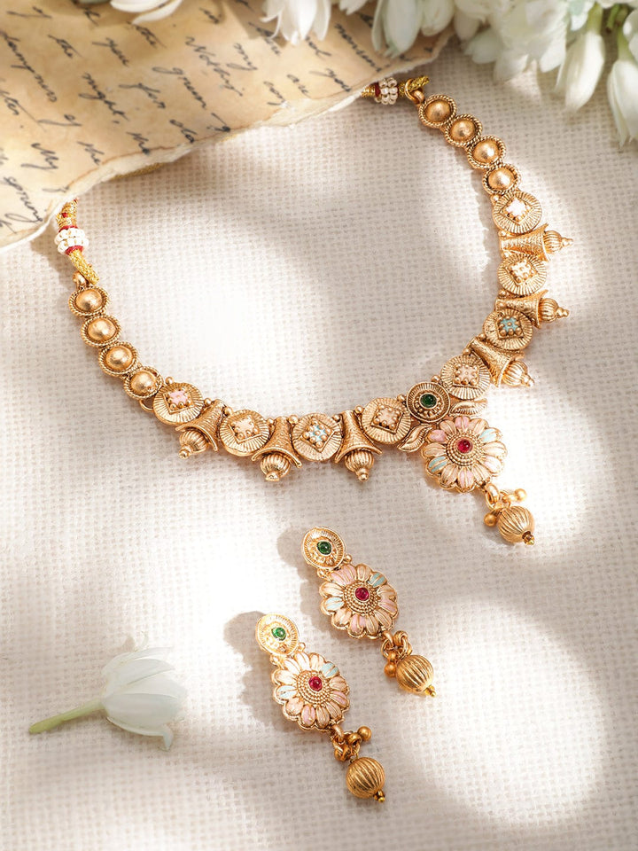 Gold-Plated Stone-Studded Jewellery Set