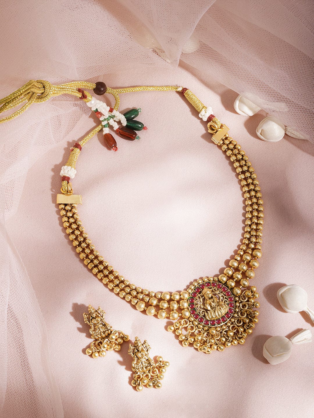 Gold-Plated Stone-Studded Necklace Set