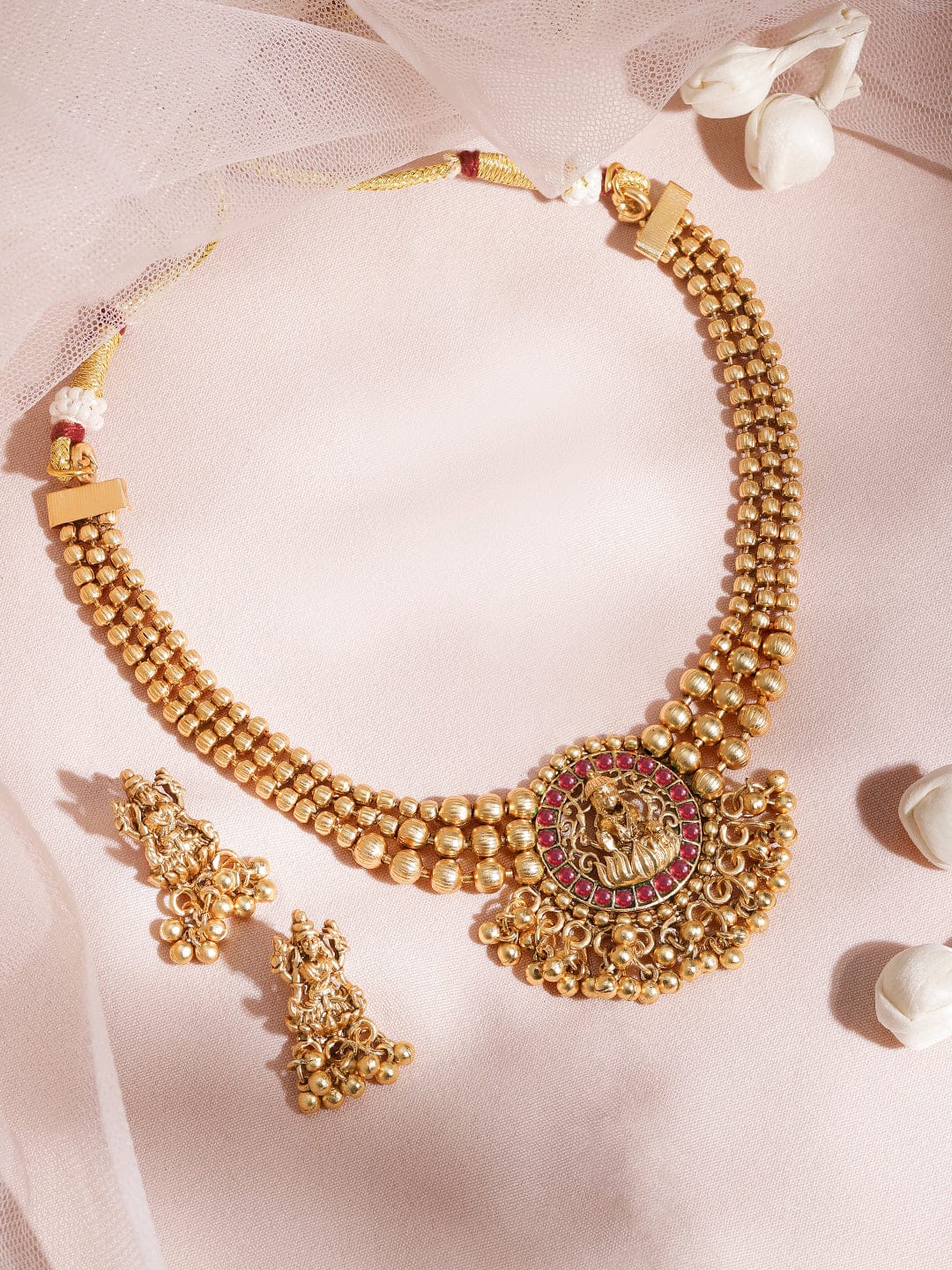 Gold-Plated Stone-Studded Necklace Set