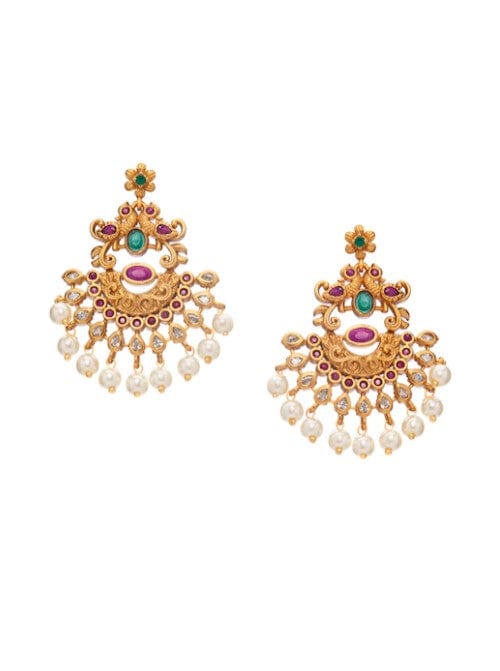 Gold-Plated Handcrafted Faux Ruby Temple Jewellery Set