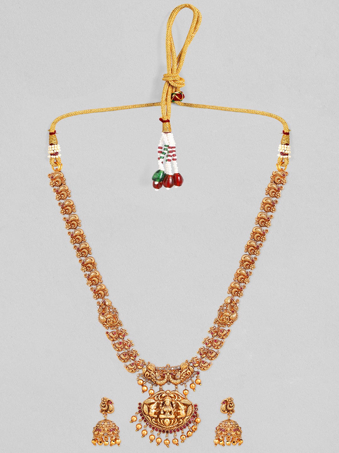 Gold Plated Godess Laxmi Pendant Necklace Set