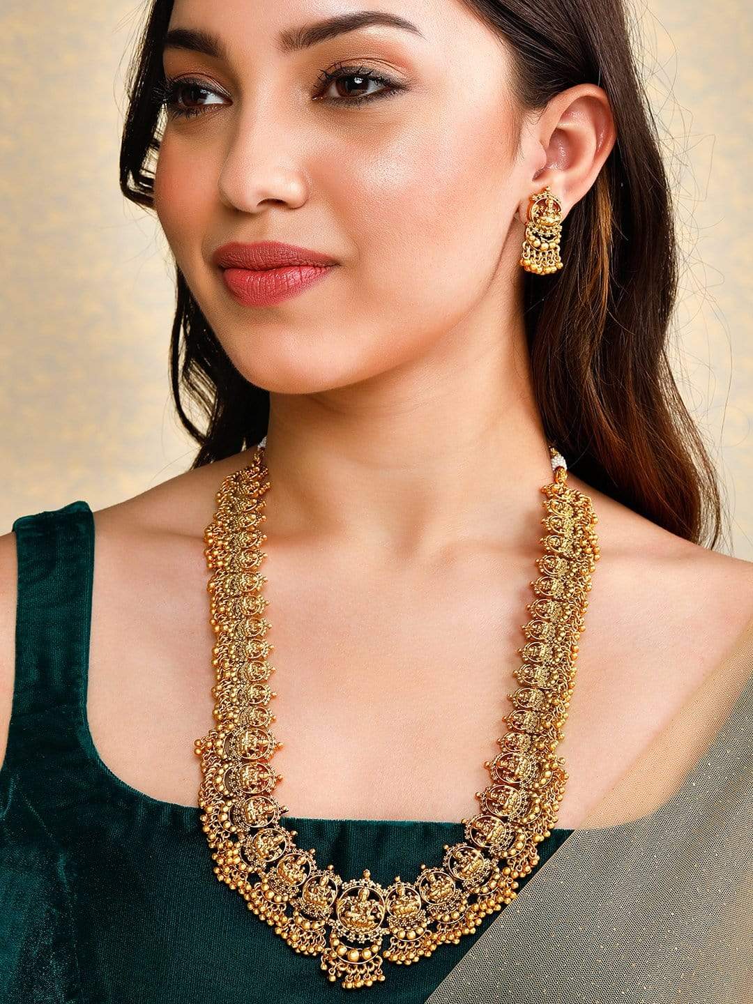 Gold Plated Temple Necklace Set