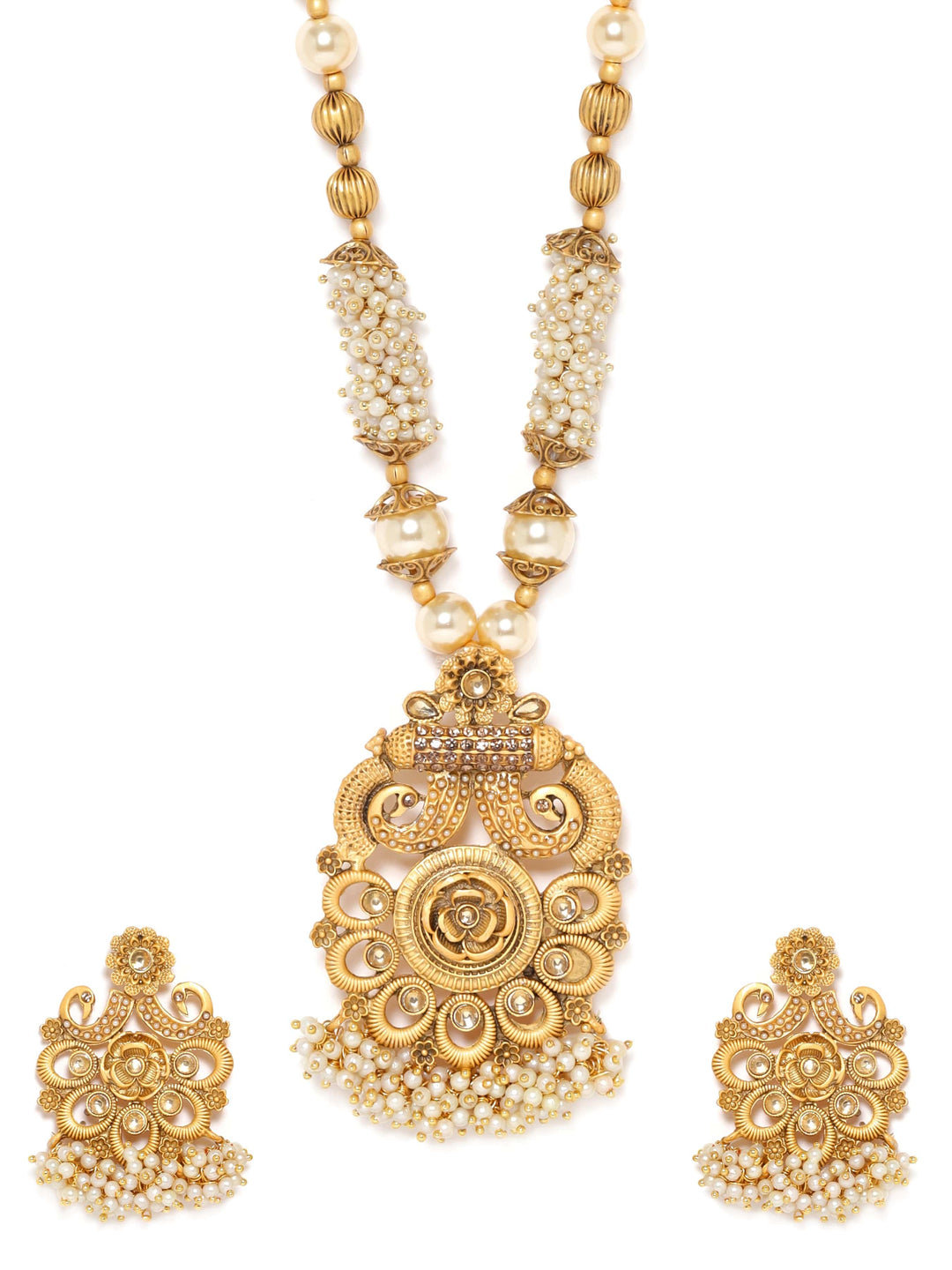 Gold-Toned Necklace Set with Radiant Charm