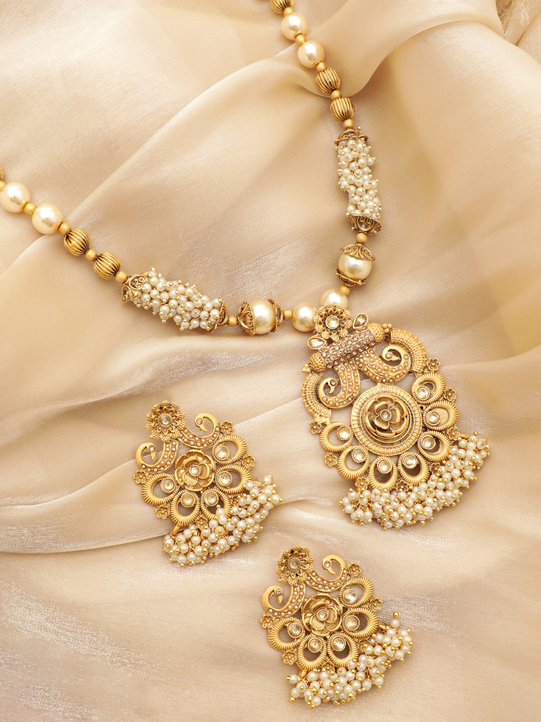 Gold-Toned Necklace Set with Radiant Charm