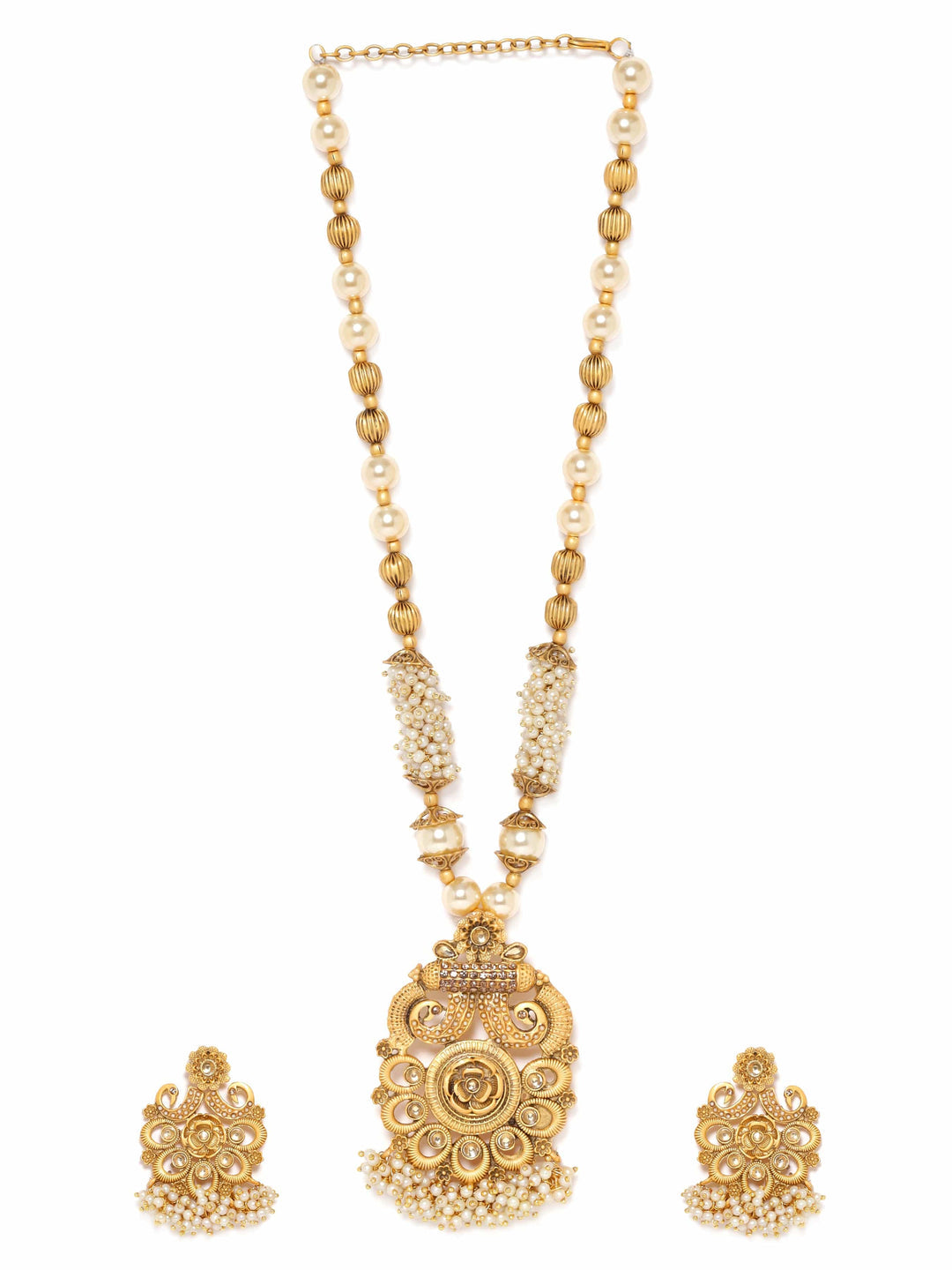 Gold-Toned Necklace Set with Radiant Charm