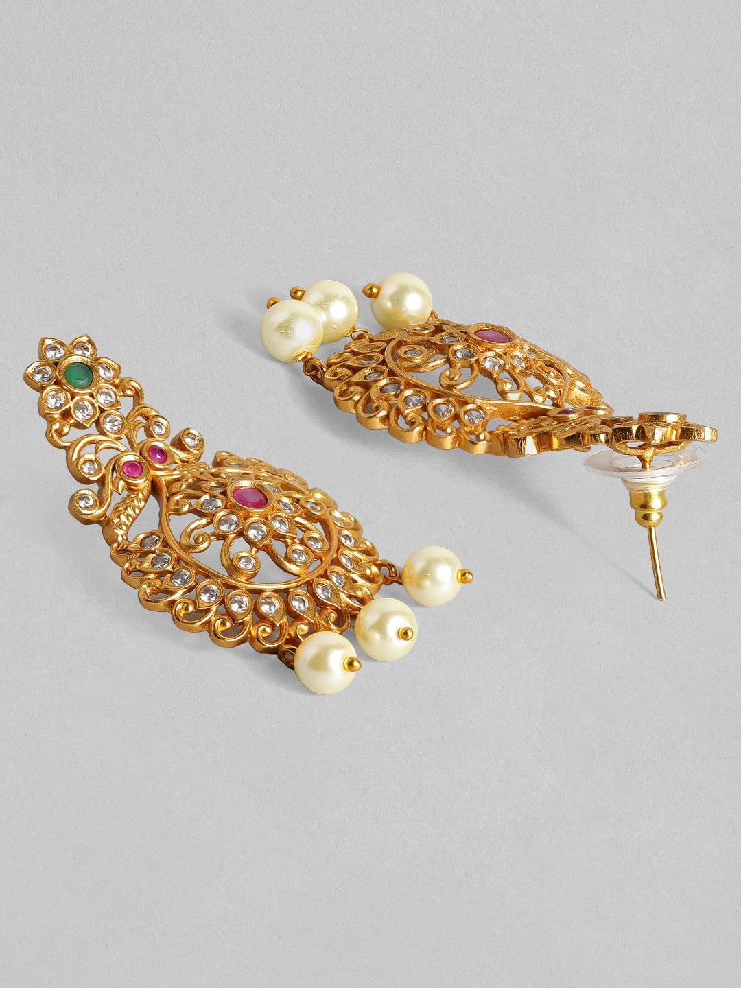 Gold-Toned Stone-Studded Handcrafted Jewellery Set