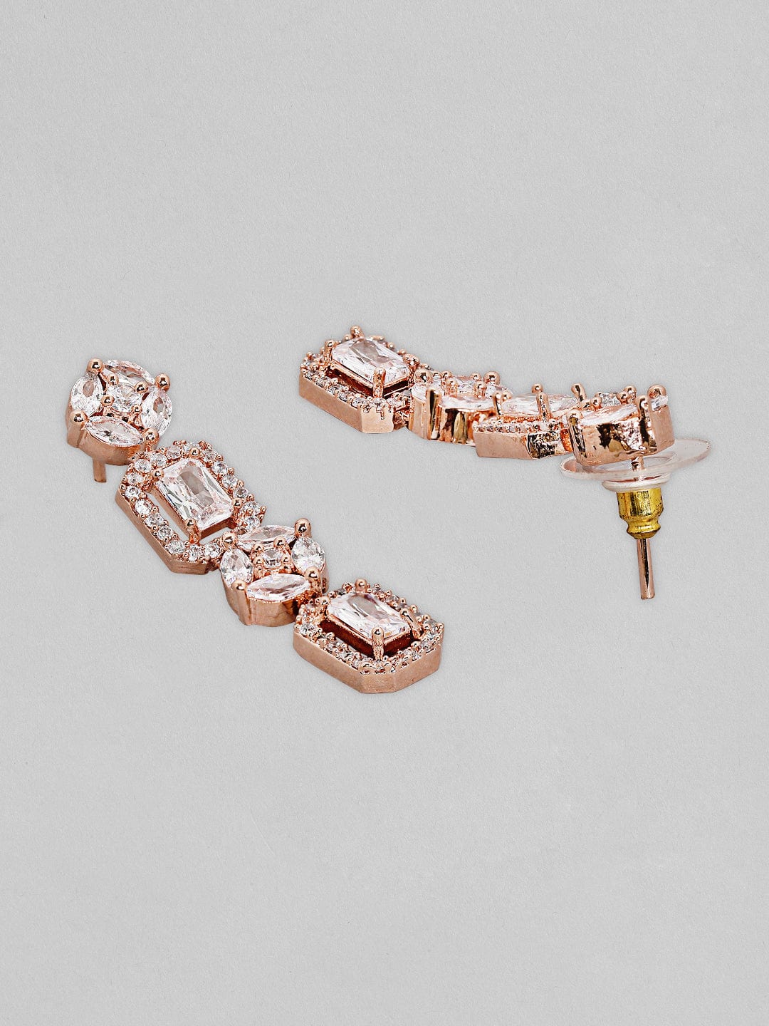 Rose Gold Plated Necklace Set With Studded American Diamonds